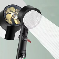Robinet de Douche à Main Moderne en Laiton Écologique avec 5 Réglages Haute Pression, Affichage Numérique Noir et Diverter Intégré