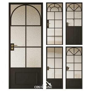 Porte in <span class=keywords><strong>Metallo</strong></span> e Vetro dal Design Minimalista in Stile Francese, Porta Interna ad Arco in Vetro per Bagno, Porta Interna in Alluminio e Vetro - Product Image 6