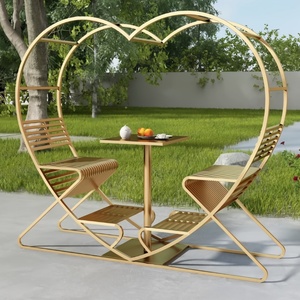 Ensemble de table et de chaises pour couple en plein air, meubles de <span class=keywords><strong>bistrot</strong></span> en métal en forme de cœur pour jardin, patio, hôtel, complexe hôtelier - Product Image 2
