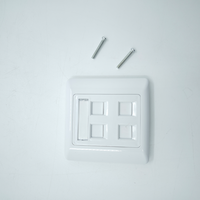Placa de Red RJ45 de 4 Puertos Tipo 86, Placa de Pared de PC ABS con Impresión de Logotipo, Placa de Red de 4 Puertos Tipo 86