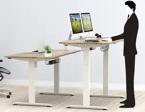 โต๊ะสำนักงานที่ทันสมัยอัตโนมัติคู่มอเตอร์ยืนโต๊ะไฟฟ้าปรับความสูงโต๊ะ
