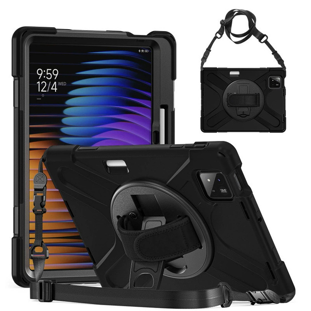 GSCASE Crossbody Strap Silicone + Pc 360 Full Protect case for Xiaomi Pad 7 11.2 Inch Pad 7 Pro Tablet Case Cover
