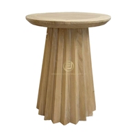 Table basse en bois massif personnalisée créative avec base à lattes en forme d'harpe, table d'appoint ronde moderne pour salon, meuble de chevet, table à manger