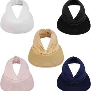 Beach <b>Women</b> Children Large Brim Polyester Sun Hat Open Top Ponytail Hole Breathable Embroidered Outdoor Sports <b>Cap</b> for Hiking - Product Image 2