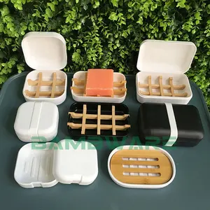 Soporte para jabón de cocina, caja de madera para jabón, diseño creativo personalizado, fibra de bambú, almidón de maíz, estantes de baño de Bambú