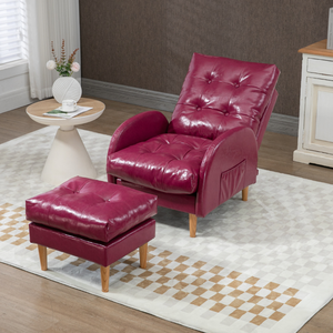 <span class=keywords><strong>Fauteuil</strong></span> <span class=keywords><strong>Chesterfield</strong></span> une place avec repose-pieds extensible, chaise longue convertible en bois pour salon - Product Image 2
