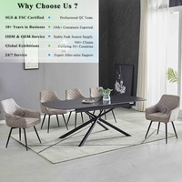 Table à manger en céramique OKAY Cafe, base en acier inoxydable, collection moderne, rectangulaire, en pierre frittée, meilleur ensemble de table à manger