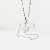 Collier Carte de l'Haïti Plaqué Or 18K en Acier Inoxydable Minimaliste – Bijou Carte de l'Haïti pour Cadeau de Voyage