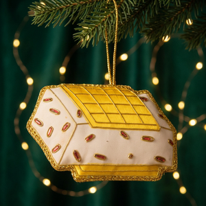Beautiful Handmade Zari Embroidery Beaded Christmas Tree Ornament Stonecraft International ZAR054 Modern Style Rectangle Shape - Product Image 4