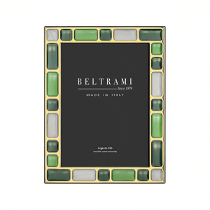 Cadre photo élégant fait main Beltrami, plaqué argent, structure en bois rectangulaire, fabriqué en Italie, 9x13 cm - Product Image 2