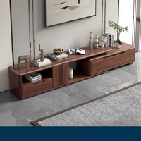 Soporte de TV Extensible de Madera Maciza, Moderno y Minimalista, de Nogal, para Sala de Estar, Base de Almacenamiento para Pared, para Apartamentos, Hoteles y Espacios Pequeños