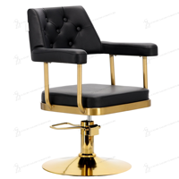 Ensemble de salon de coiffure professionnel de luxe noir de petite taille : Fauteuil de lavage, Fauteuil de barbier, Fauteuil de coiffure, Poste de travail de salon