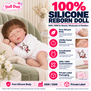 Muñeca Reborn de Silicona de Cuerpo Completo de 18 Pulgadas, Modelo Doll Duo Personalizado, con Pelele con Estampado de Conejito Blanco, Regalo de Navidad Personalizado para Niños - Product Image 1