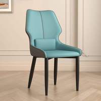 Chaise de salle à manger inclinable minimaliste moderne à dossier haut avec coussin en cuir PU et pieds en métal pour restaurants et banquets