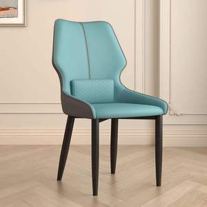 Sedia da Pranzo Moderna Minimalista Reclinabile con <span class=keywords><strong>Schienale</strong></span> <span class=keywords><strong>Alto</strong></span>, Cuscino in <span class=keywords><strong>Pelle</strong></span> PU e Gambe in Metallo per Ristoranti e Banchetti - Product Image 4