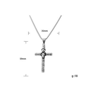 Men's Stainless Steel <b>Cross</b> Pendant Necklace Geometric Design Punk Retro Style 12084 - Product Image 4