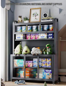 JN-N614040 Mueble de Almacenamiento sin Tornillos, Mueble de Almacenamiento para Electrodomésticos, Estantes para Platos Cerrados con Puerta, con Material Metálico - Product Image 2