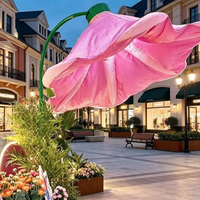 Fleur gonflable interactive avec capteur de mouvement LED, installation artistique personnalisée pour la décoration commerciale
