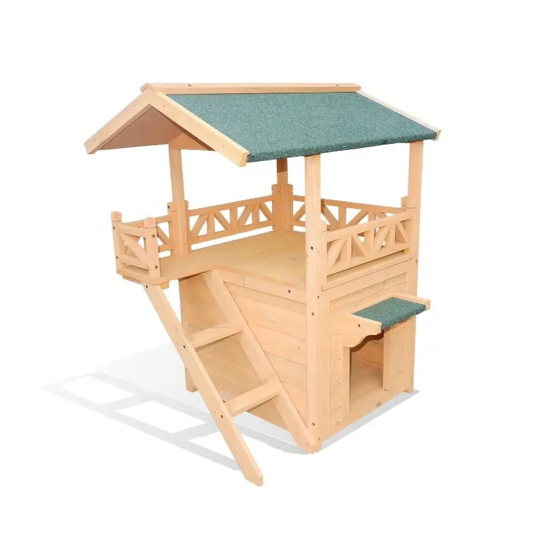 Custom wooden pet house Outdoor wooden dog kennel with balcony pet house