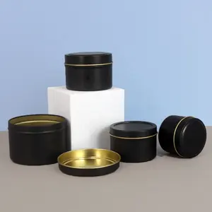 2oz 3oz 4oz 6oz 8oz Black Candle Tin Latas De Meta Para Velas Tin Jars For Candles In Tin Can