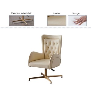 Chaise de bureau Chesterfield en cuir moderne et luxueuse, fixe ou pivotante, pour bureau d'ordinateur, mobilier de bureau - Product Image 4