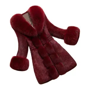 Women's winter fur jacket with thickened warmth and luxurious artificial leather plush jacket jacket