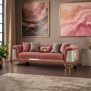 Pzcn nhà Regal sang trọng ý Red Velvet Up-holstered chesterfield sofa 1 + 1 + 2 + 3 chỗ ngồi ghế sofa phòng khách sang trọng - Product Image 3