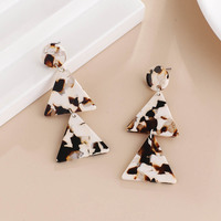 Nouvelles boucles d'oreilles pendantes SDEL personnalisées pour femme, motif léopard, pendentif géométrique à aiguille argentée, plaque en acétate, double triangle coloré