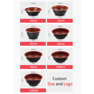 500 per microonde/700/1000ml giapponese Sushi Ramen Noodle ciotola di plastica rotondo contenitore per alimenti PP rosso nero ciotola con coperchio per animali domestici - Product Image 4