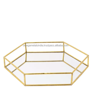 Bandeja decorativa hecha a mano para espejo de cristal, almacenamiento de maquillaje, tocador, exhibición, fabricante y distribuidor - Product Image 1