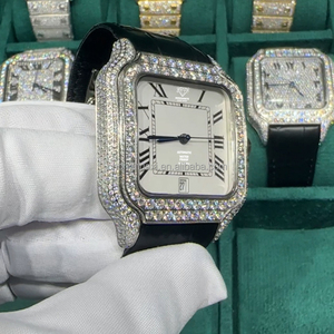 Orologi Meccanici da Uomo di Alta Qualità con Diamanti Moissanite e <span class=keywords><strong>Cinturino</strong></span> in <span class=keywords><strong>Pelle</strong></span>, Stile Hip Hop Iced Out, Supera il Test del Diamante - Product Image 3