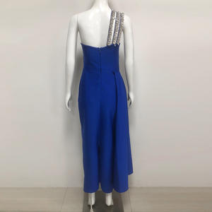 高品质 Vespera 女式单肩舞会礼服长裙水钻肩带晚礼服宝蓝色舞会礼服 - Product Image 2