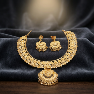 Venta al por mayor formando 14K 18K 24K chapado en oro conjunto de joyas, joyería de moda, joyería tradicional, collares cortos rellenos de oro de latón. - Product Image 1