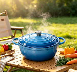 Pentola Olandese Classica in Ghisa Smaltata da 4,32L, Pentola 26Mommy con Doppio Manico, Antiaderente, Durevole, Casseruola Profonda con Coperchio, Adatta al Forno, Utensile da <span class=keywords><strong>Cucina</strong></span> in Ghisa - Product Image 4
