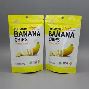 Custom Gedrukt Plastic Banana Chips Verpakking Zakken Heat Seal Stand Up Pouches Snack Zakje Snack Voedsel Zakken