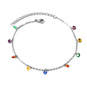 <span class=keywords><strong>Bracelet</strong></span> de <span class=keywords><strong>cheville</strong></span> pendentif en cristal minimaliste en acier inoxydable plaqué <span class=keywords><strong>or</strong></span> 18 carats placage IP bracelets de <span class=keywords><strong>cheville</strong></span> à breloque en pierre colorée - Product Image 6