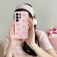 Nouvelle coque de téléphone en silicone avec nœud perlé pour Samsung S26 Ultra S24 FE A15 A14 A13 A07, protection intégrale 3D antichoc