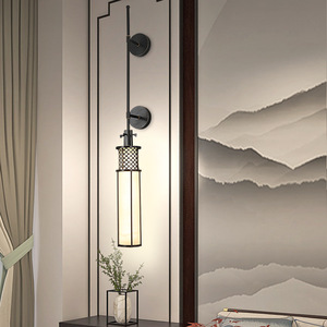 Chinese Style Wall Lamp Led E27 Switch Control For Villa Hotel <b>Corridor</b> Living Room Tea Room Long Pole Background <b>Lighting</b> - Product Image 1