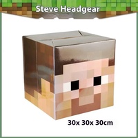 Untuk Steve Enderman Creeper Model Block Man karakter kertas tutup kepala dapat disesuaikan Logo untuk anak laki-laki dan perempuan