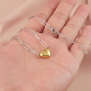 Nuovo Design placcato oro 18k in acciaio inox <span class=keywords><strong>magnete</strong></span> cuore alla moda ciondolo collana <span class=keywords><strong>con</strong></span> catena graffetta - Product Image 3