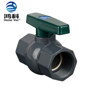 Válvula de bola octogonal de PVC HongKe <span class=keywords><strong>Jordan</strong></span> con nuevo mango verde profundo y conexión de rosca de cuerpo gris profundo - Product Image 5