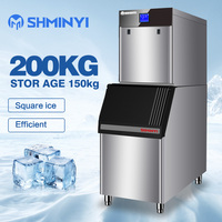 Machine à glaçons cubiques intégrée de 200 kg avec système de refroidissement rapide par air et eau pour équipement de cuisine commerciale
