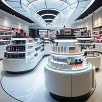 Vitrine de présentation cosmétique ronde personnalisée avec éclairage LED, présentoir multi-niveaux pour magasin de beauté, kiosque
