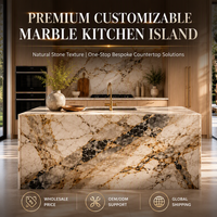 Gabinetes de Cocina Modulares Modernos de Lujo KEJIA, Acabado con Aspecto de Madera, Isla de Cocina Personalizada OEM con Encimera de Mármol Artificial