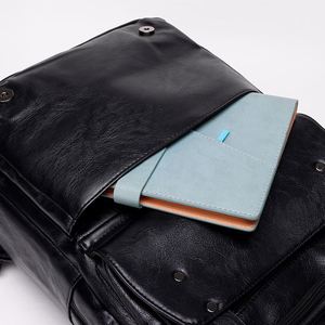 OEM Custom College Student School <b>Bag</b> Unisex Fashion Leather <b>Waterproof</b> Casual Hiking Travel Business Laptop Backpack for <b>Men</b> - Product Image 4