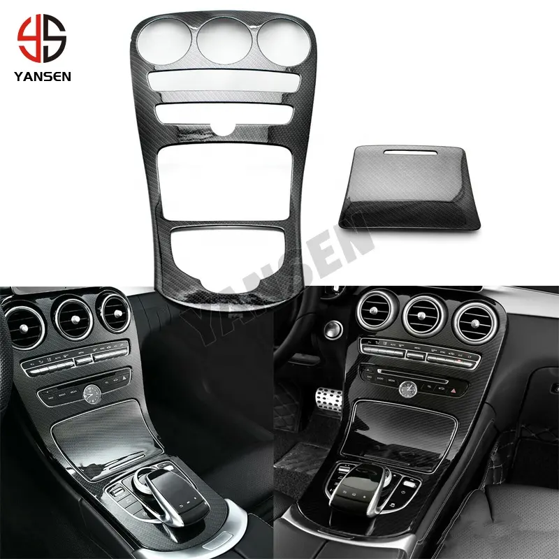 Painel de câmbio adesivo para mercedes c, acessórios automotivos, padrão de carbono, para painel de marcha, classe c w205 c200, kit interior automotivo