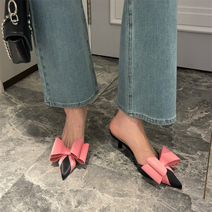 Nouvelles Sandales Mules Femme à Talon Haut et Bout Pointu avec Grand Nœud Papillon – Collection Automne 2023 - Product Image 1