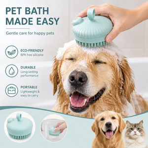 Custom Logo Silicone Pet Shampoo <b>Brush</b> Soft Bristle Dog Cat Bath Grooming <b>Brush</b> <b>Scalp</b> <b>Massager</b> BPA Free OEM ODM - Product Image 1