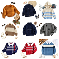 Jungen V-Ausschnitt Strickjacke Einreihig Kinder-Oberbekleidung für Frühling und Herbst, Pullover