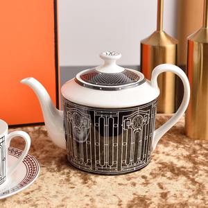 High Quality European Minimalist Tea Set Black Line Bone China Royal Style Ceramic Saucer and Cup for <b>Coffee</b> Drinkware - Product Image 2